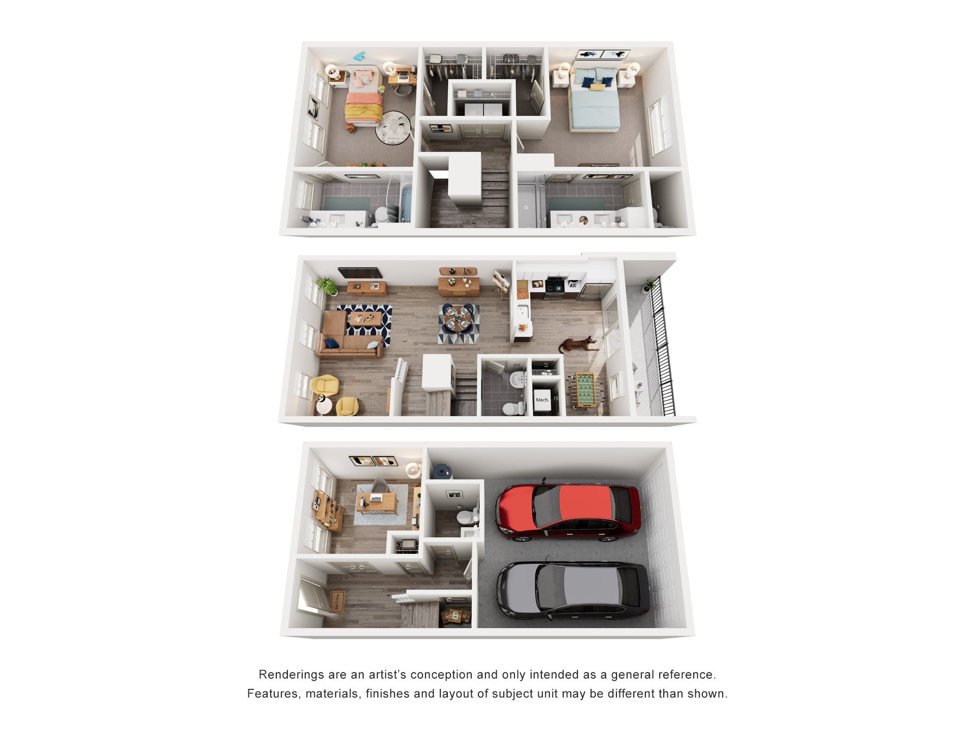 Floor plan for 2 beds, 2 baths, 1757 sqft